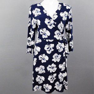 Ava Women Dress Blue White Floral L